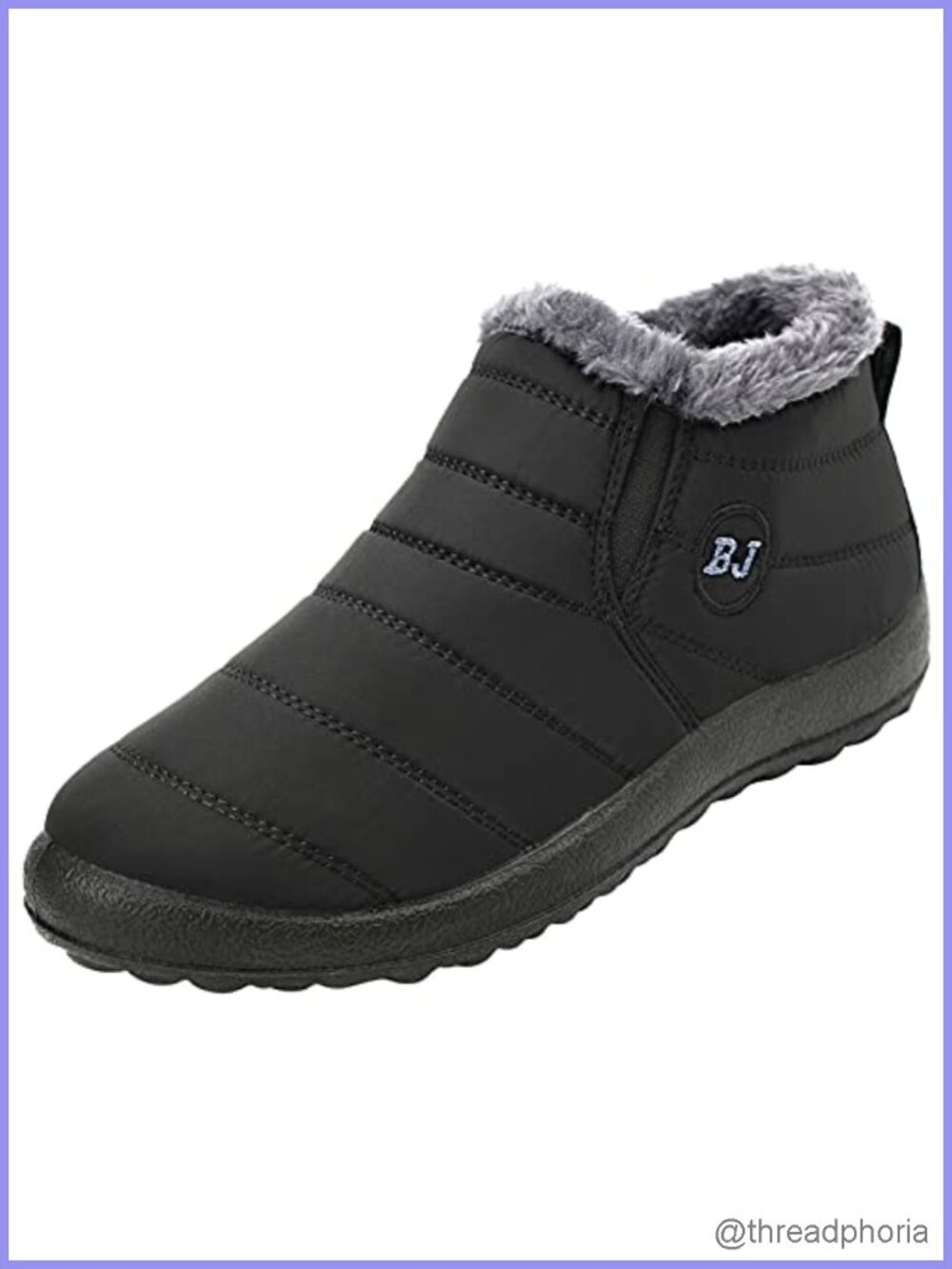 L-RUN Women's Winter Snow Boots Fur Lined Warm Ankle Boots Slip On Lightweight